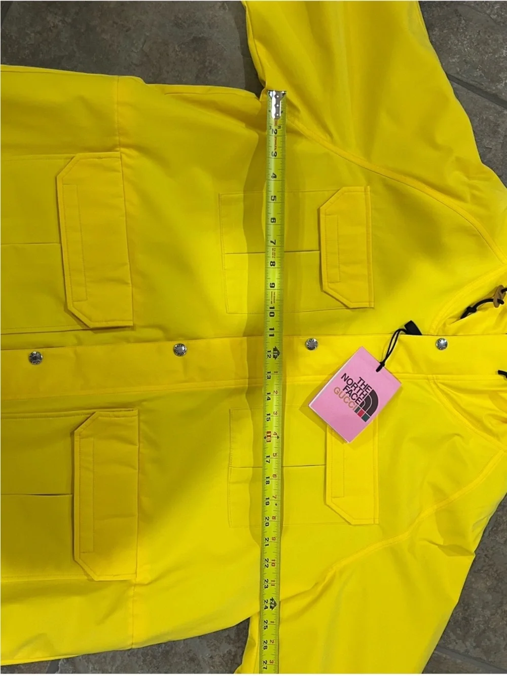 Men’s Gucci, X Northface techno, hooded rain, jacket, size XL NWT